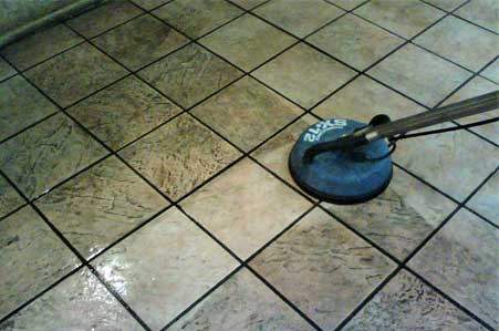 cleaning floor tile